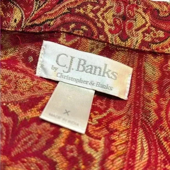 CHRISTOPHER & BANKS 2 PIECE PLUS SZ BEADED TAPESTRY VEST & SCARF SIZE 14X - Picture 12 of 16